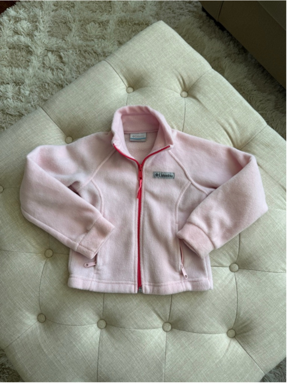 Girls Columbia XXS Pink Fleece Jacket with Red Zipper
